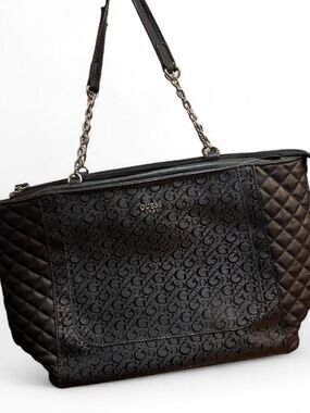 Guess black quilted shoulder bag with chain strap
